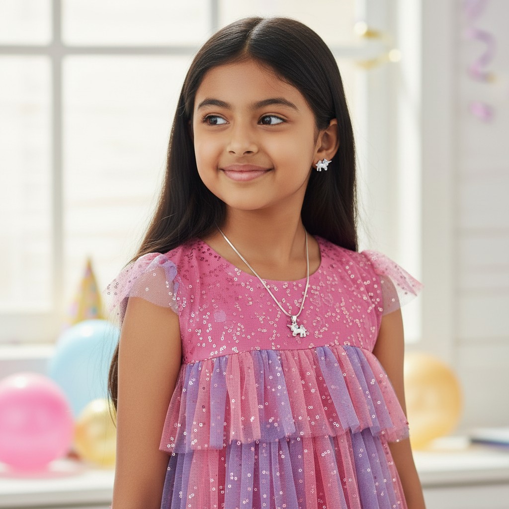 Magical Unicorn Kids' Pendant & Earring Set