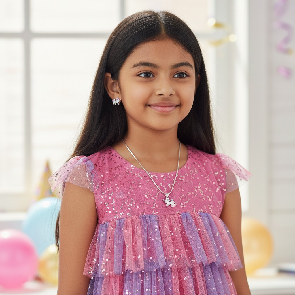 Magical Unicorn Kids' Pendant & Earring Set