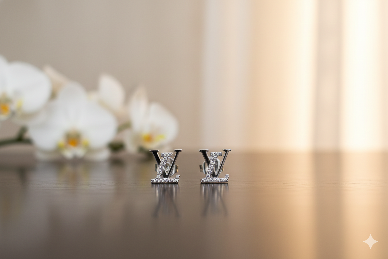 LV-Inspired Crystal Monogram Studs
