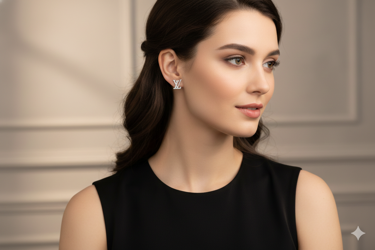 LV-Inspired Crystal Monogram Studs