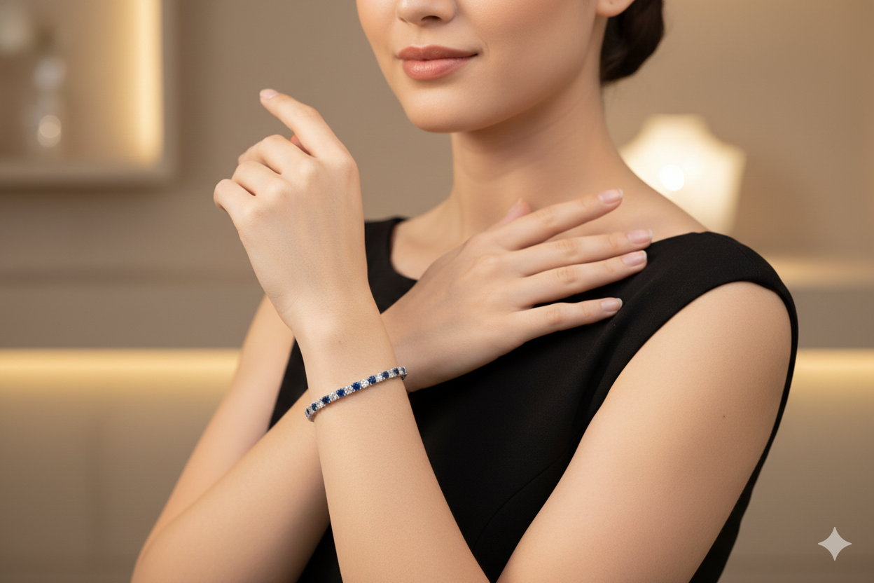 Alternating Sapphire Tennis Bracelet