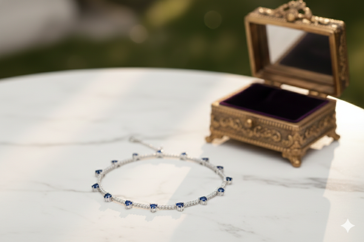 Midnight Heart Sapphire Tennis Bracelet