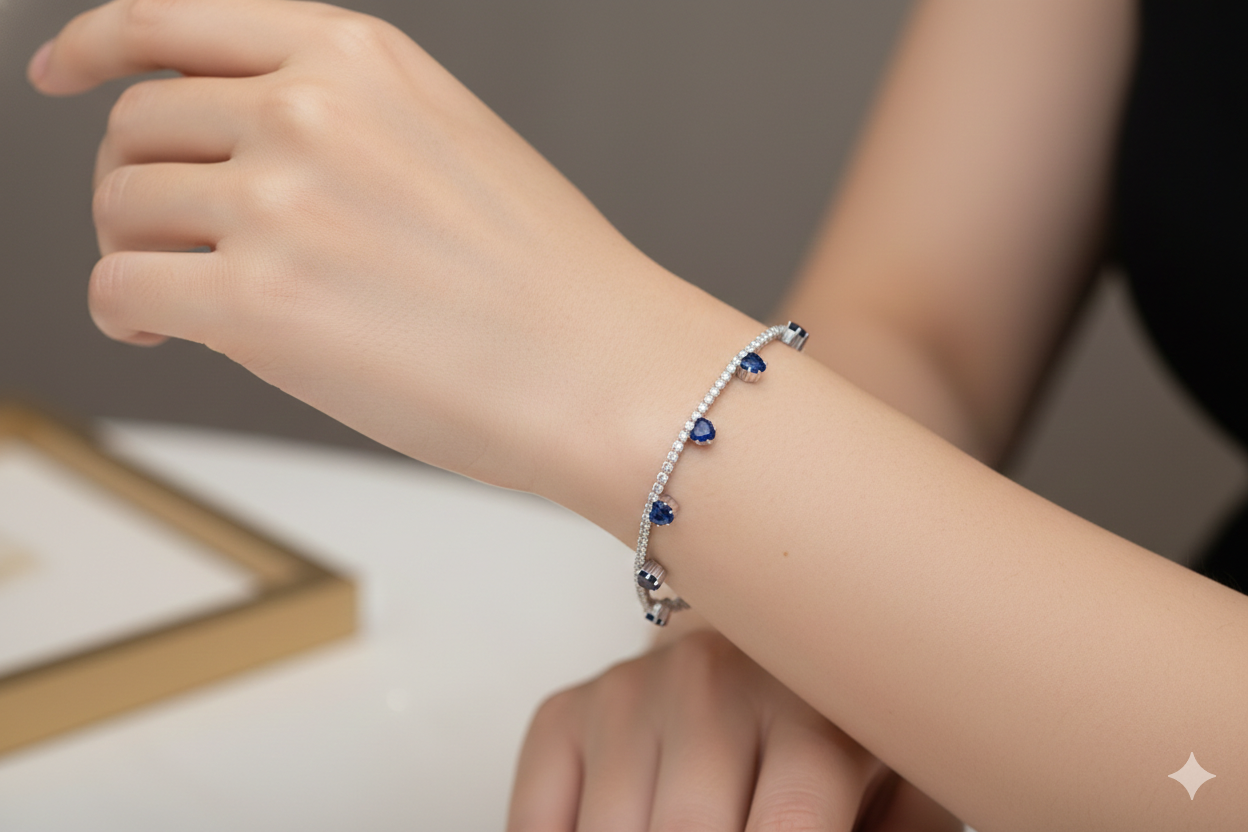 Midnight Heart Sapphire Tennis Bracelet
