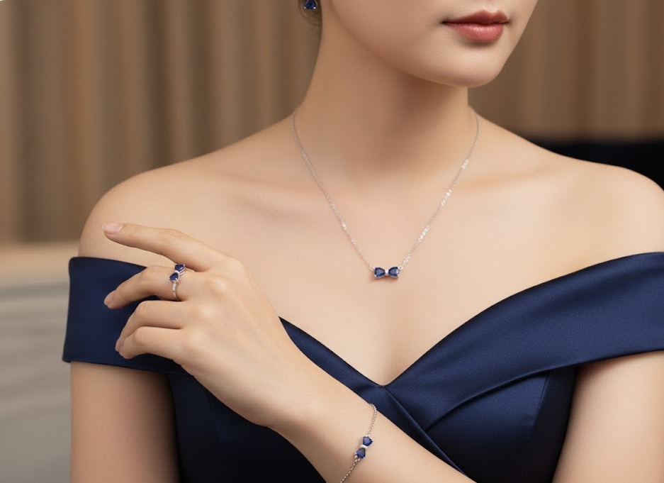 Midnight Bow Sapphire-Blue Jewelry Set