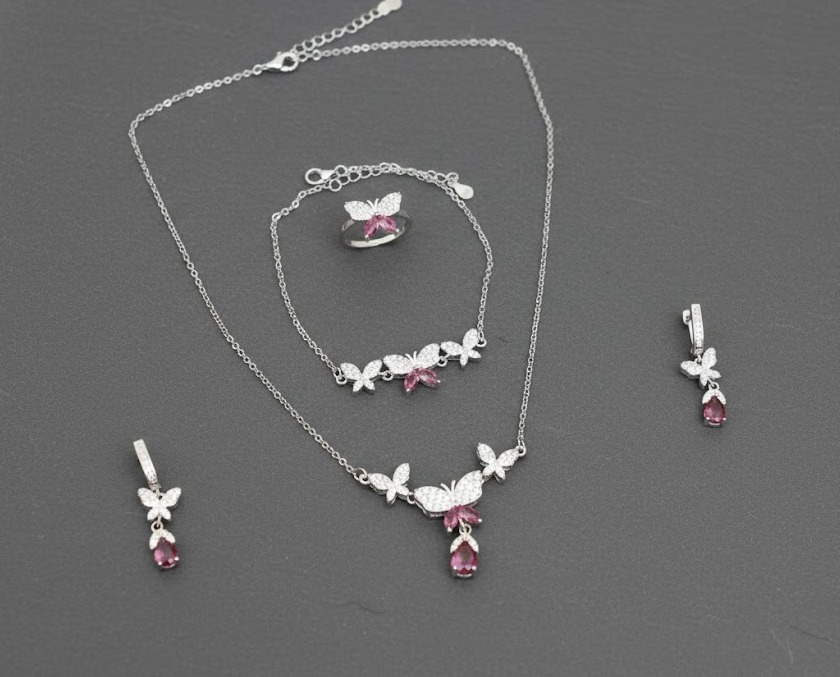 "Aura of the Monarch" Ruby Butterfly Jewelry Set