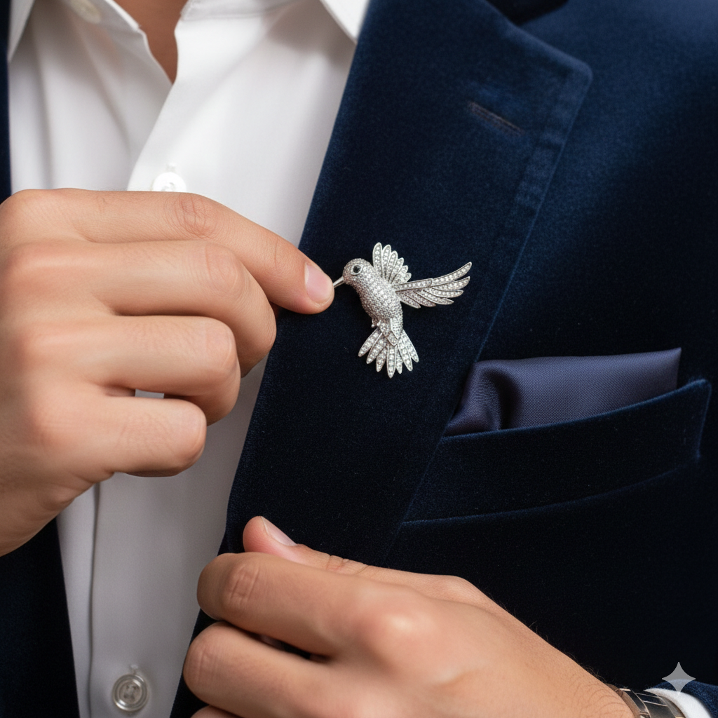 The Hummingbird Pavé Brooch