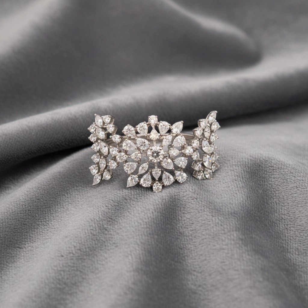 The "Eden Bloom" Duo-Tone Gemstone Ring (INDIAN 11, SILVER)