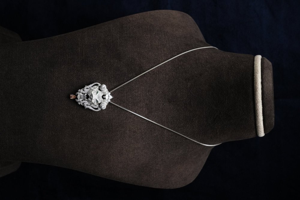 Iced-Out Lion Head Statement Necklace.