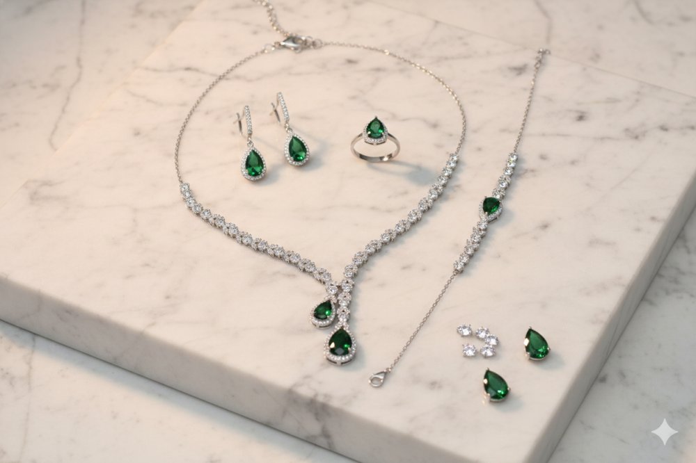 Emerald Elegance: Teardrop Set