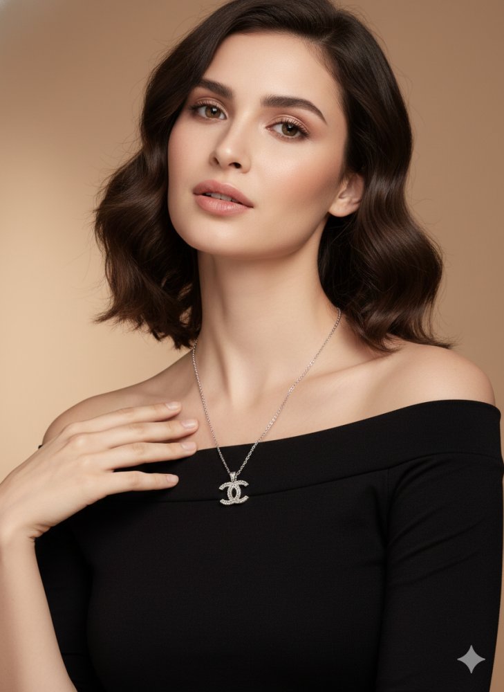 Chanel Crystal CC Pendant Necklace