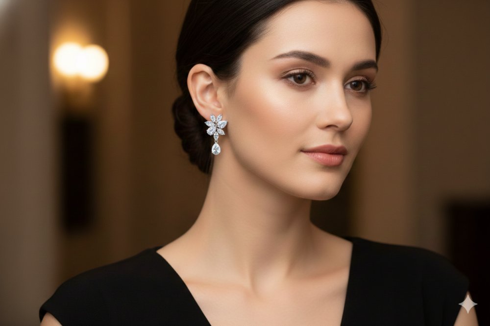 Flora Drop Marquise & Pear Cut Earrings