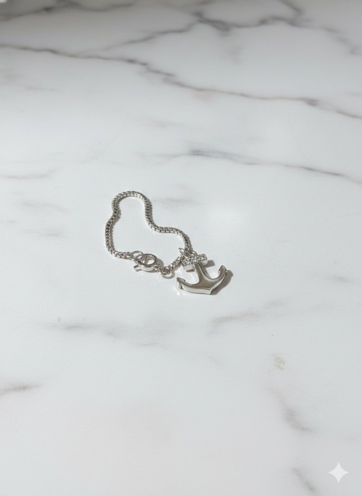 Silver Anchor Box-Chain Watch Charm