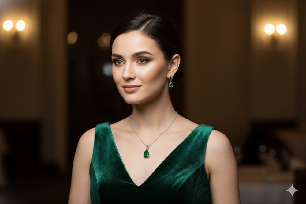 Emerald Teardrop Elegance Set