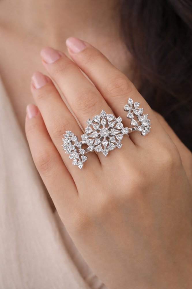 Celestia Bloom Two-Finger Ring