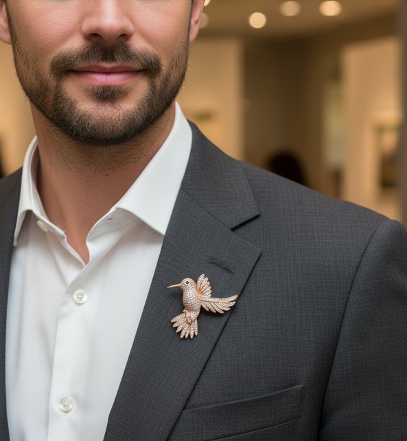 The Hummingbird Pavé Brooch