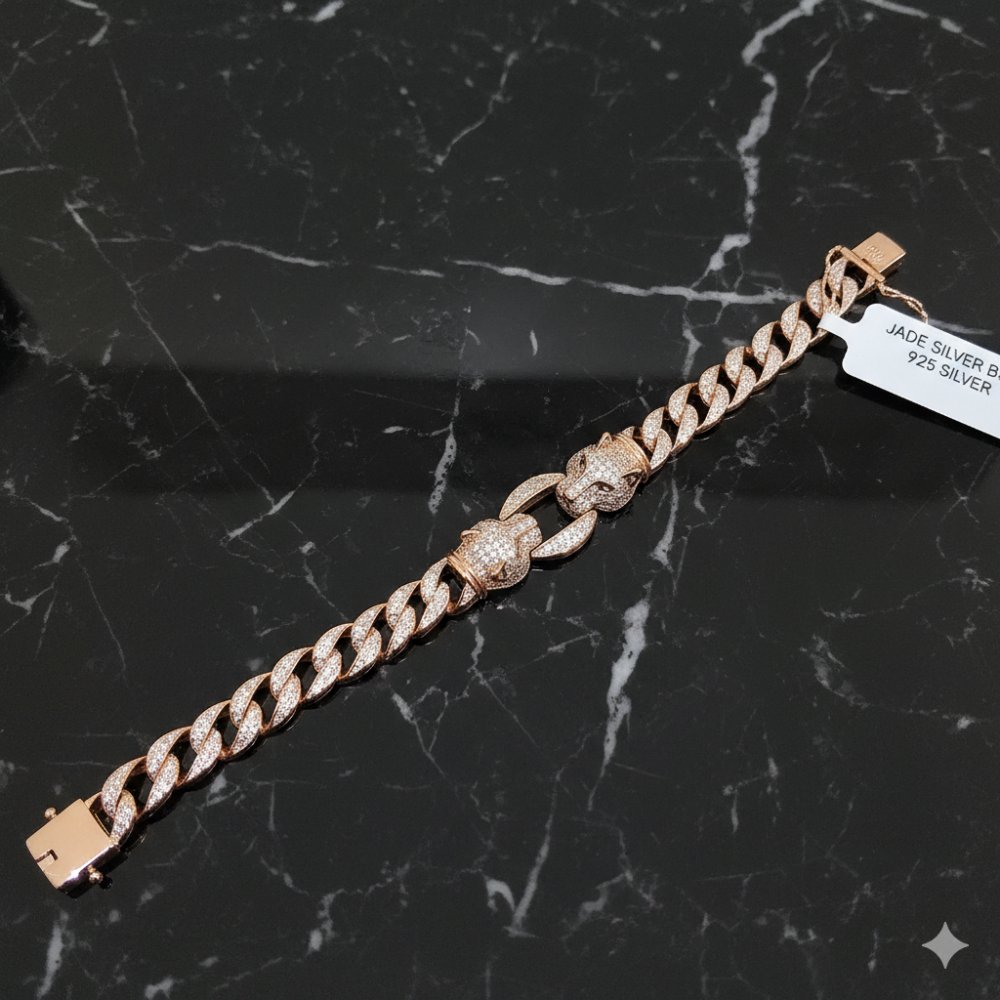 Rose Gold Panther Link Bracelet