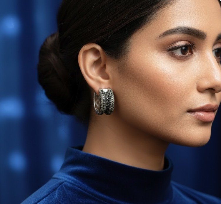 Midnight Pavé Hoops