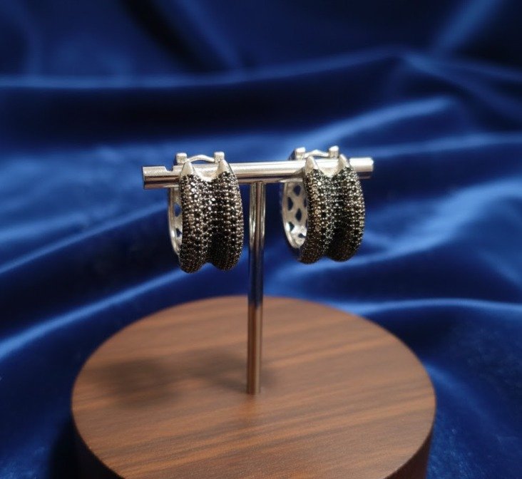 Midnight Pavé Hoops