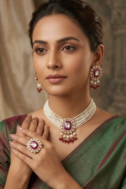 The Ruby Regal Polki Set