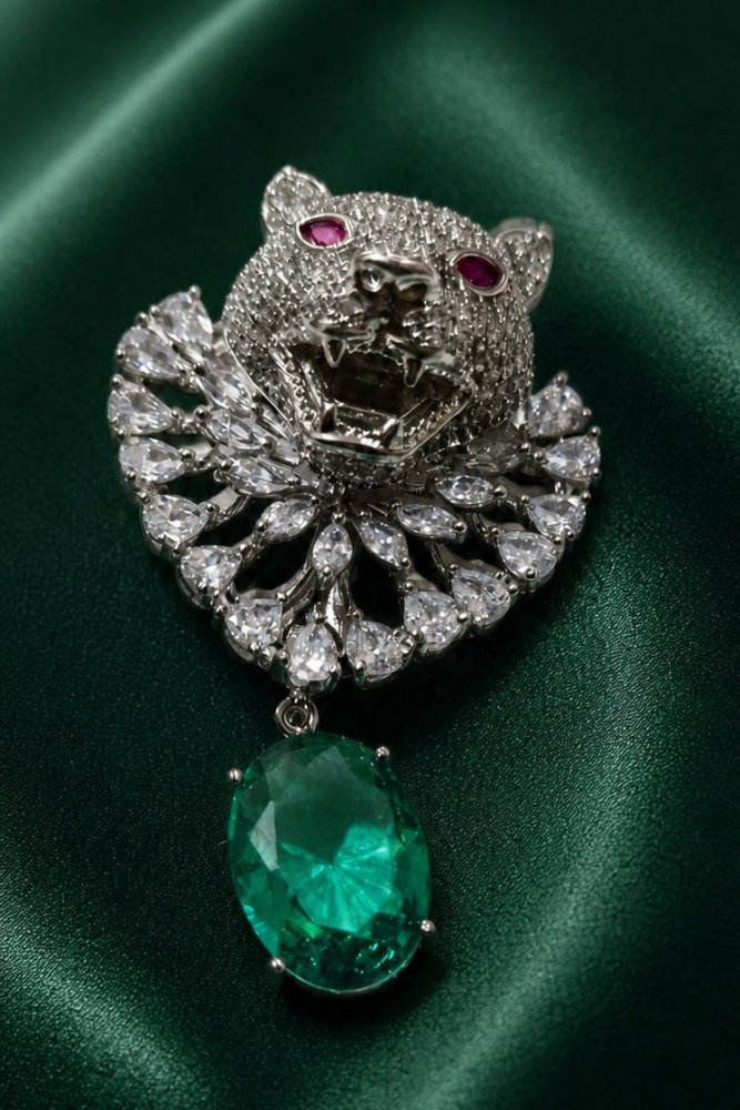 Emerald Panther Luxe Brooch