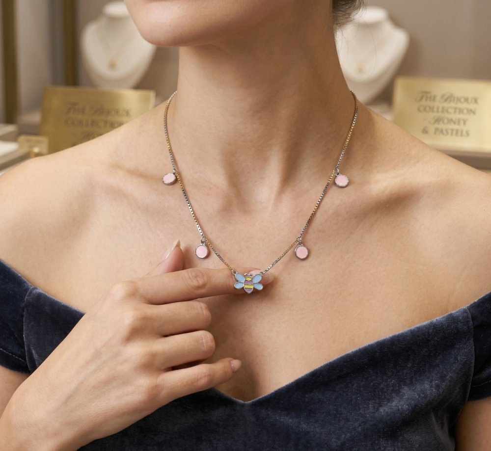Bee Enamel Charm Necklace