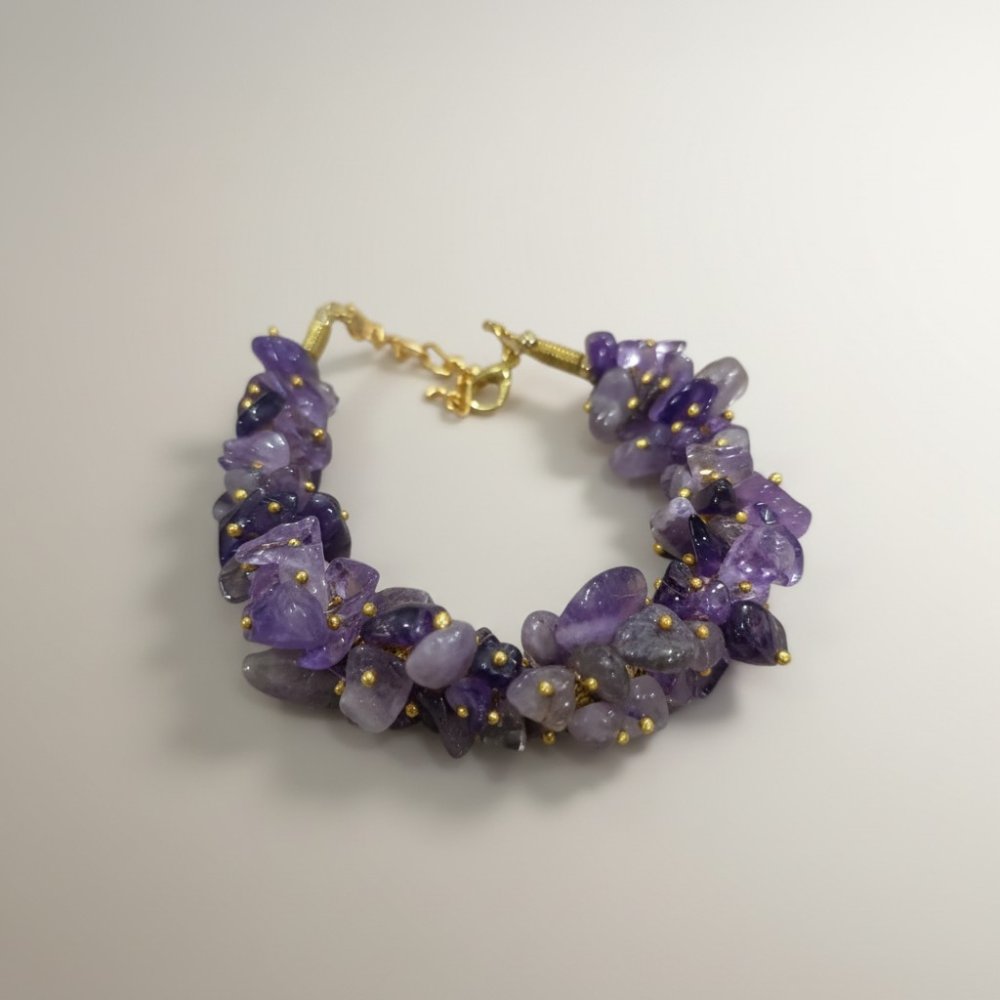 Amethyst Hue Stone Chip Cluster Bracelet