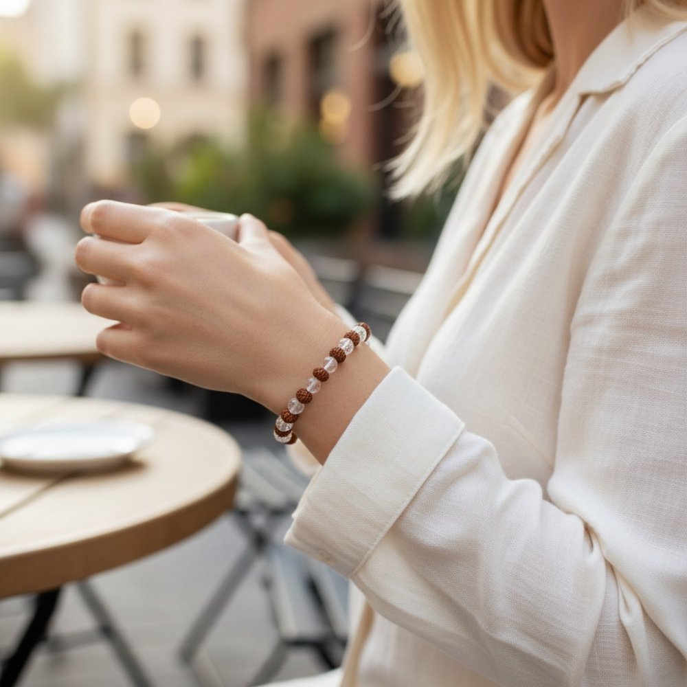 Spiritual Clarity Rudraksha & Sphatik Bracelet