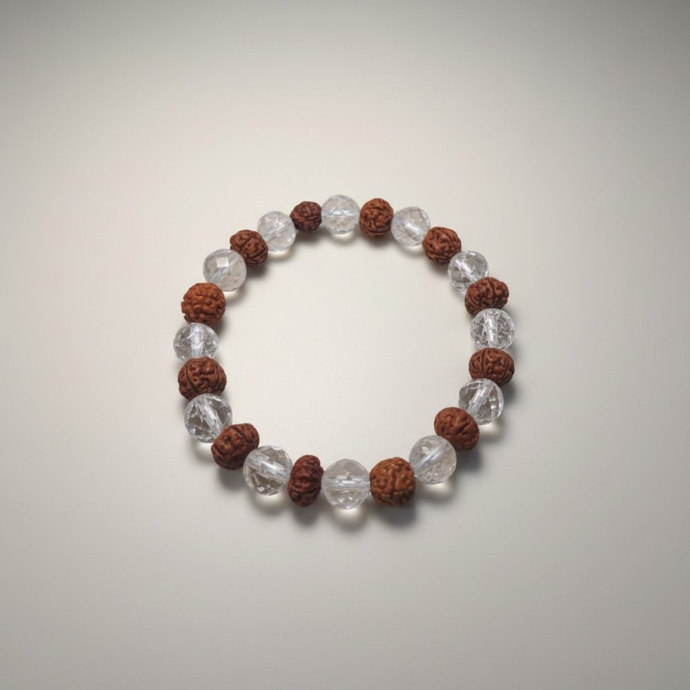 Spiritual Clarity Rudraksha & Sphatik Bracelet