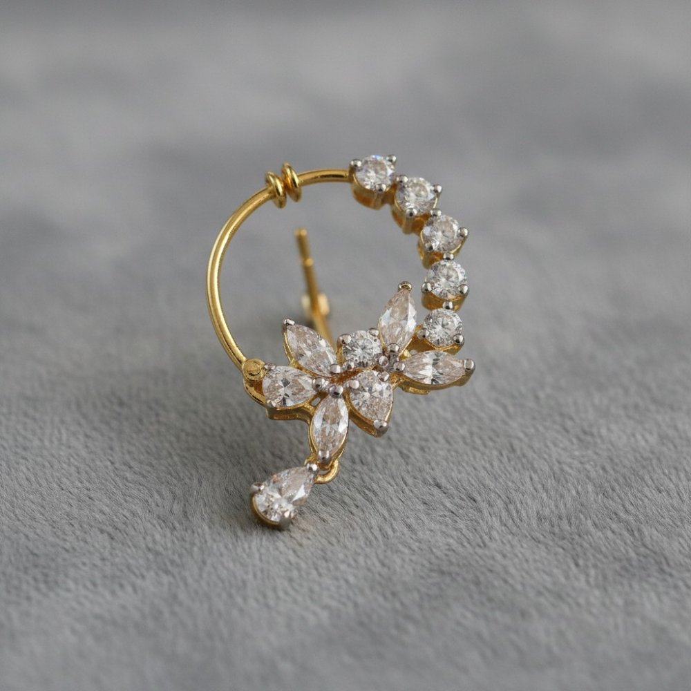 Floral Blossom Silver Nath