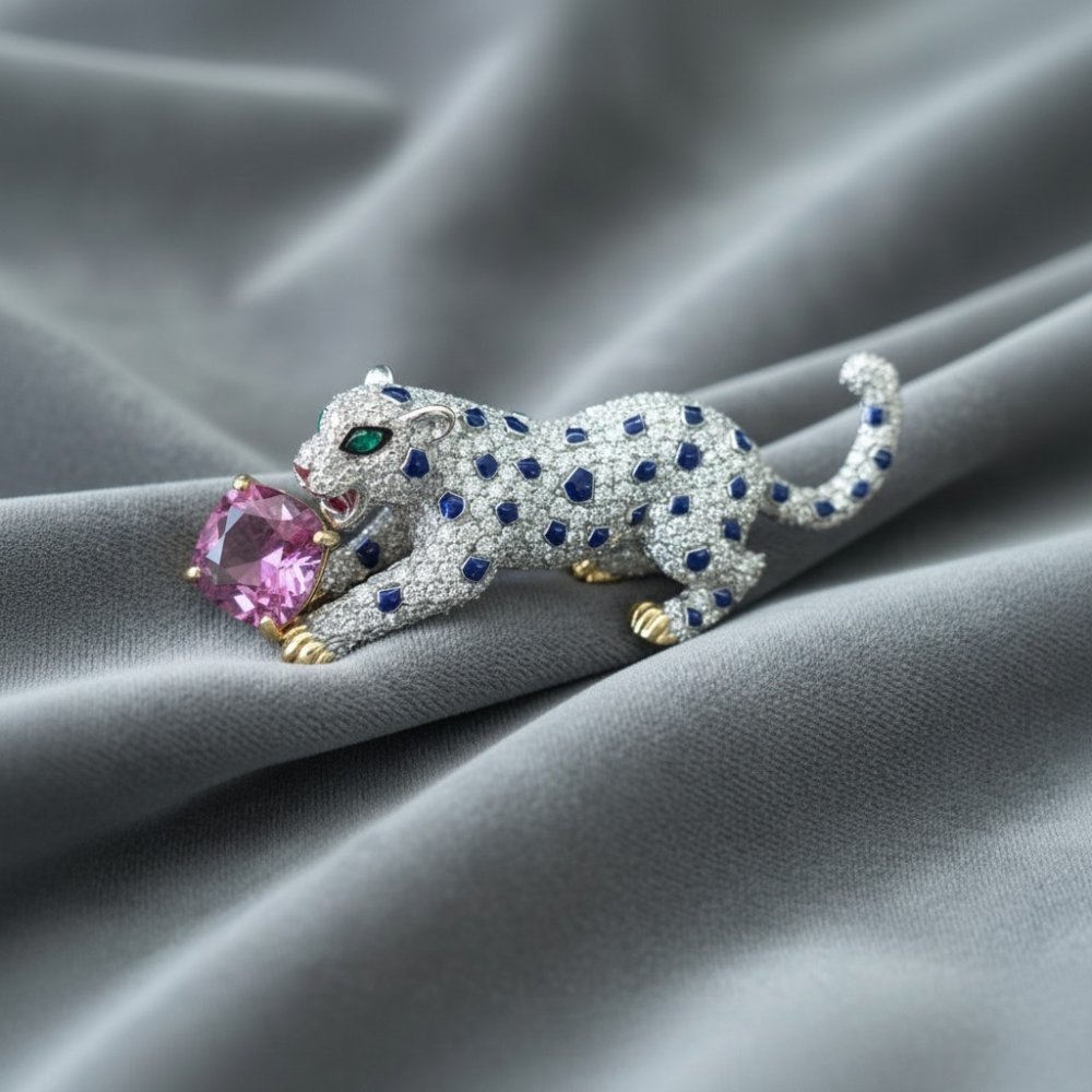 Silver Panther Brooch
