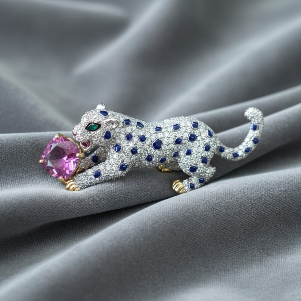 Silver Panther Brooch