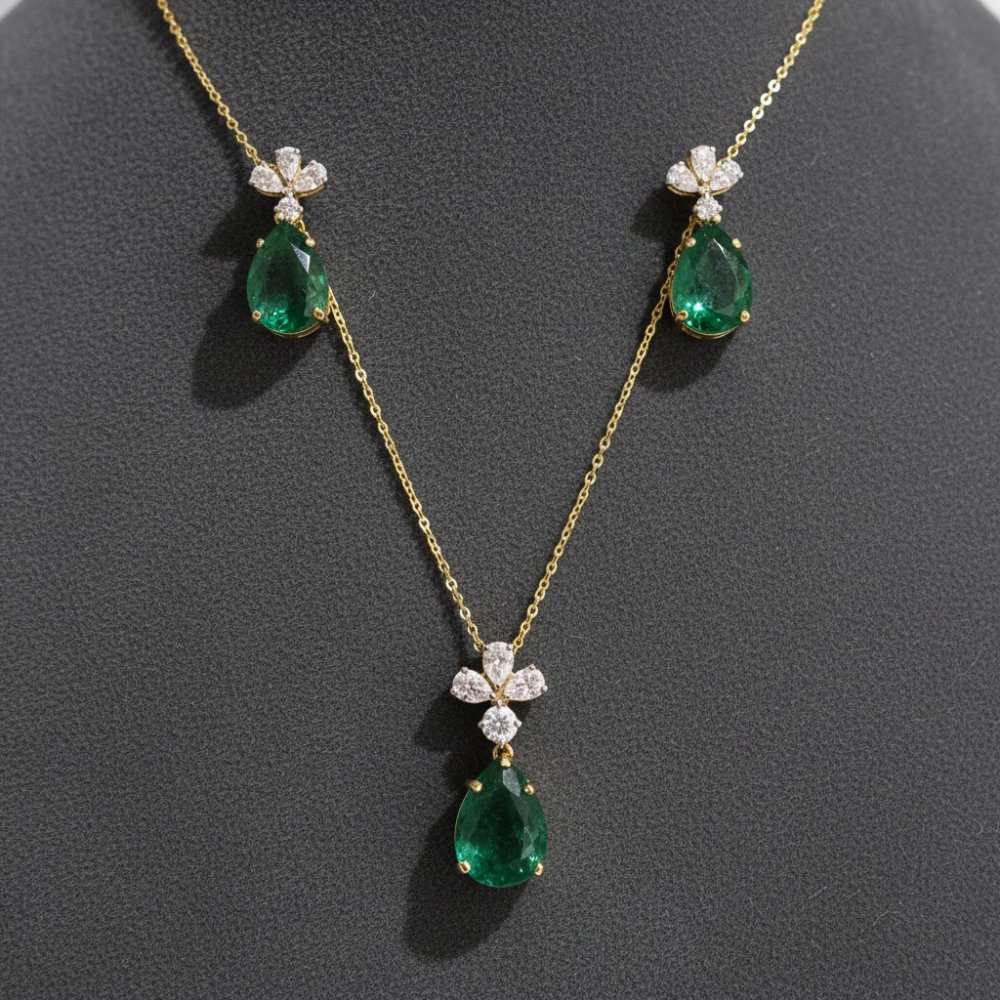 Verdant Triplet Drop Necklace