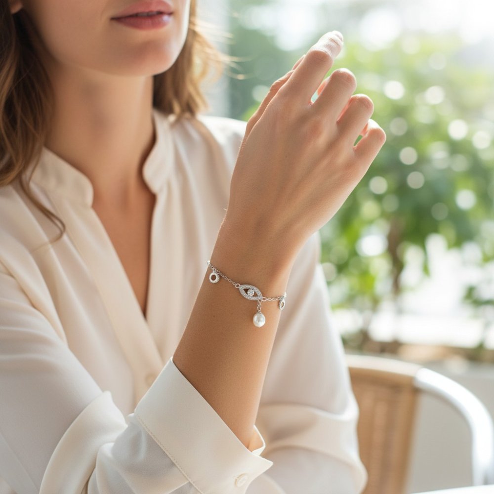 Mystic Pearl Evil Eye Bracelet