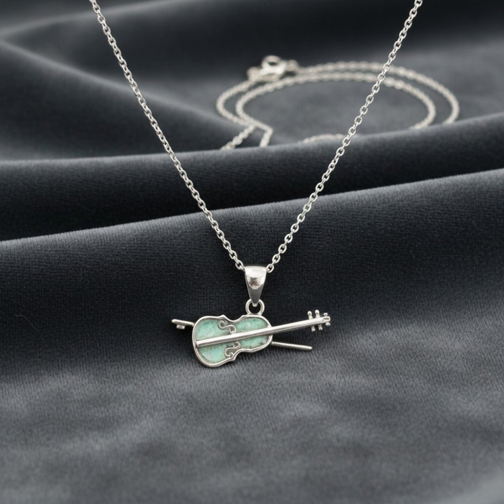 Silver Violin Necklace