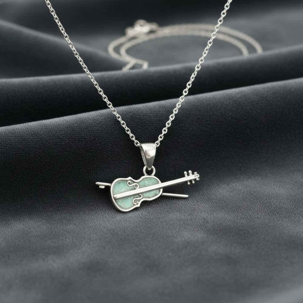 Silver Violin Necklace