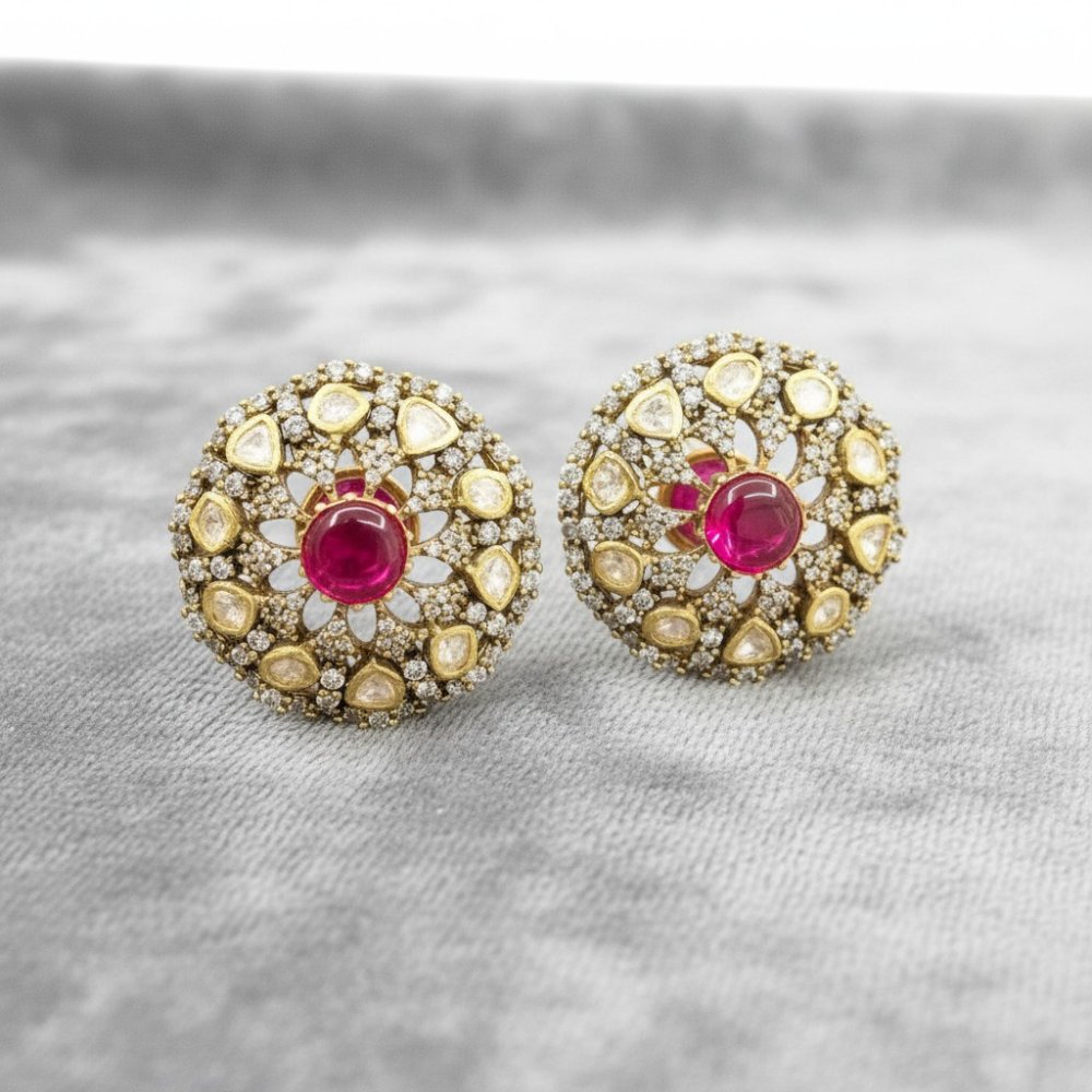 Ruby Mandala Studs