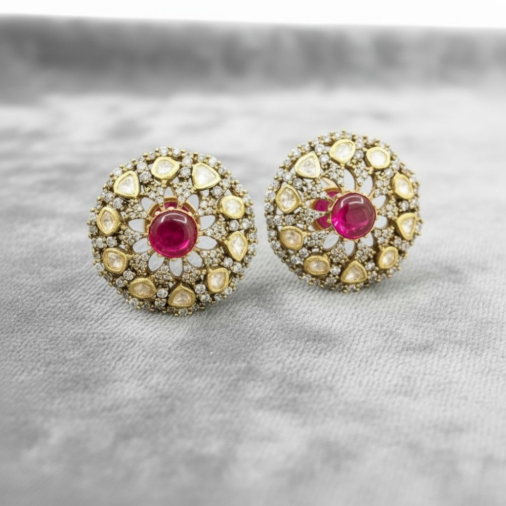 Ruby Mandala Studs