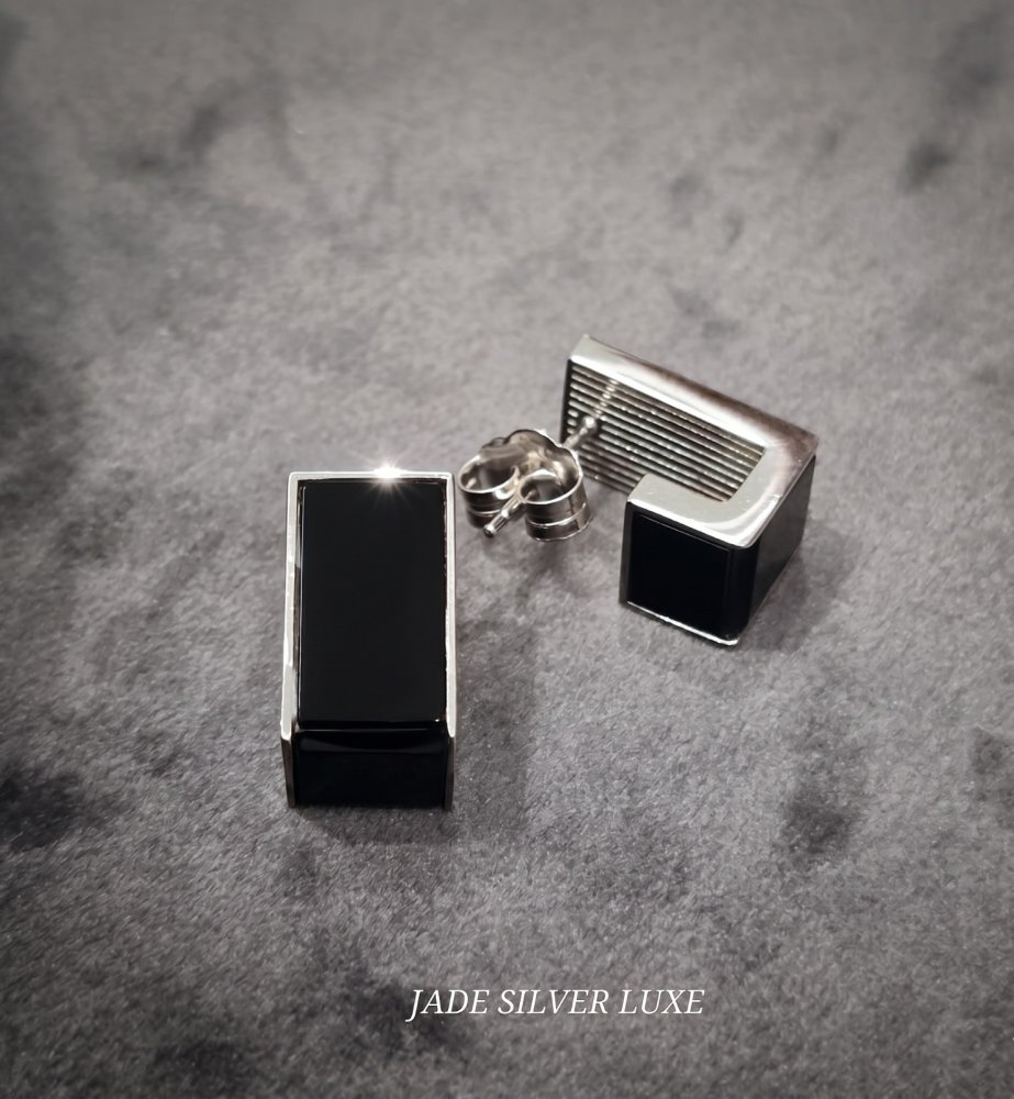 Onyx Noir Geometric Earrings