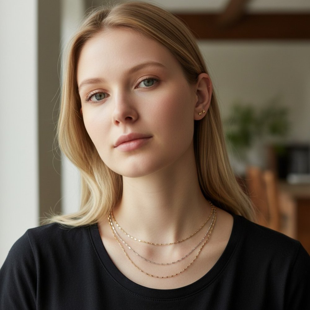 Tri-Layer Delicate Bar Chain Necklace