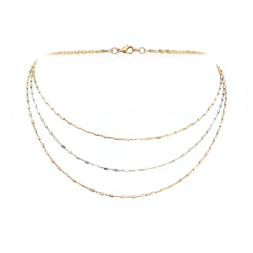 Tri-Layer Delicate Bar Chain Necklace
