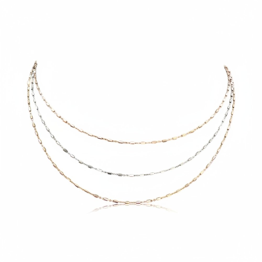 Tri-Layer Delicate Bar Chain Necklace
