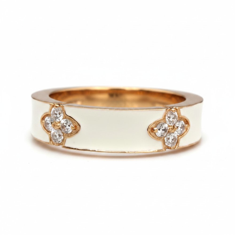 Ivory Quatrefoil Enamel Ring