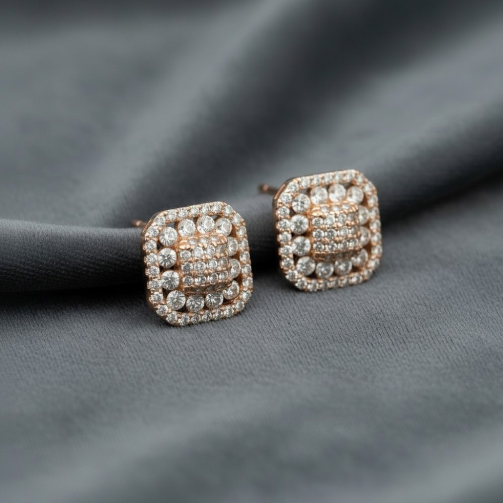 Stella Square Halo Studs