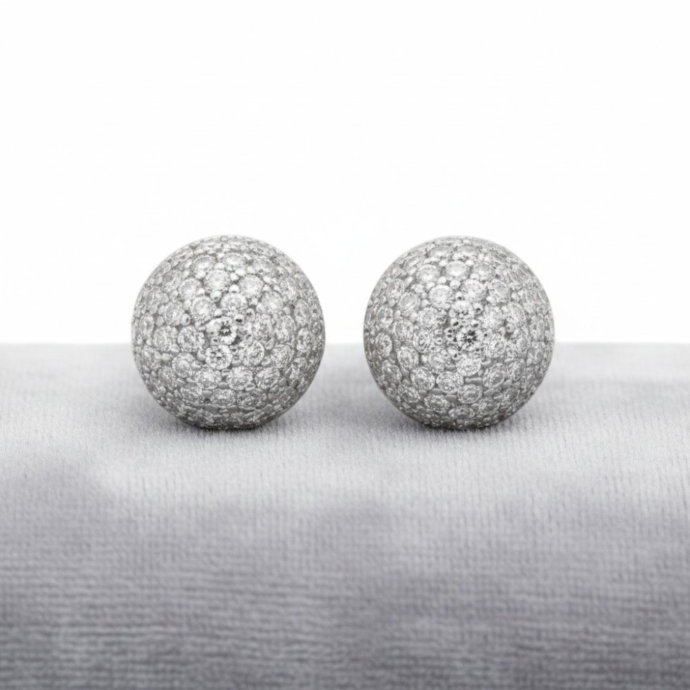 Silver Pavé Orb Studs