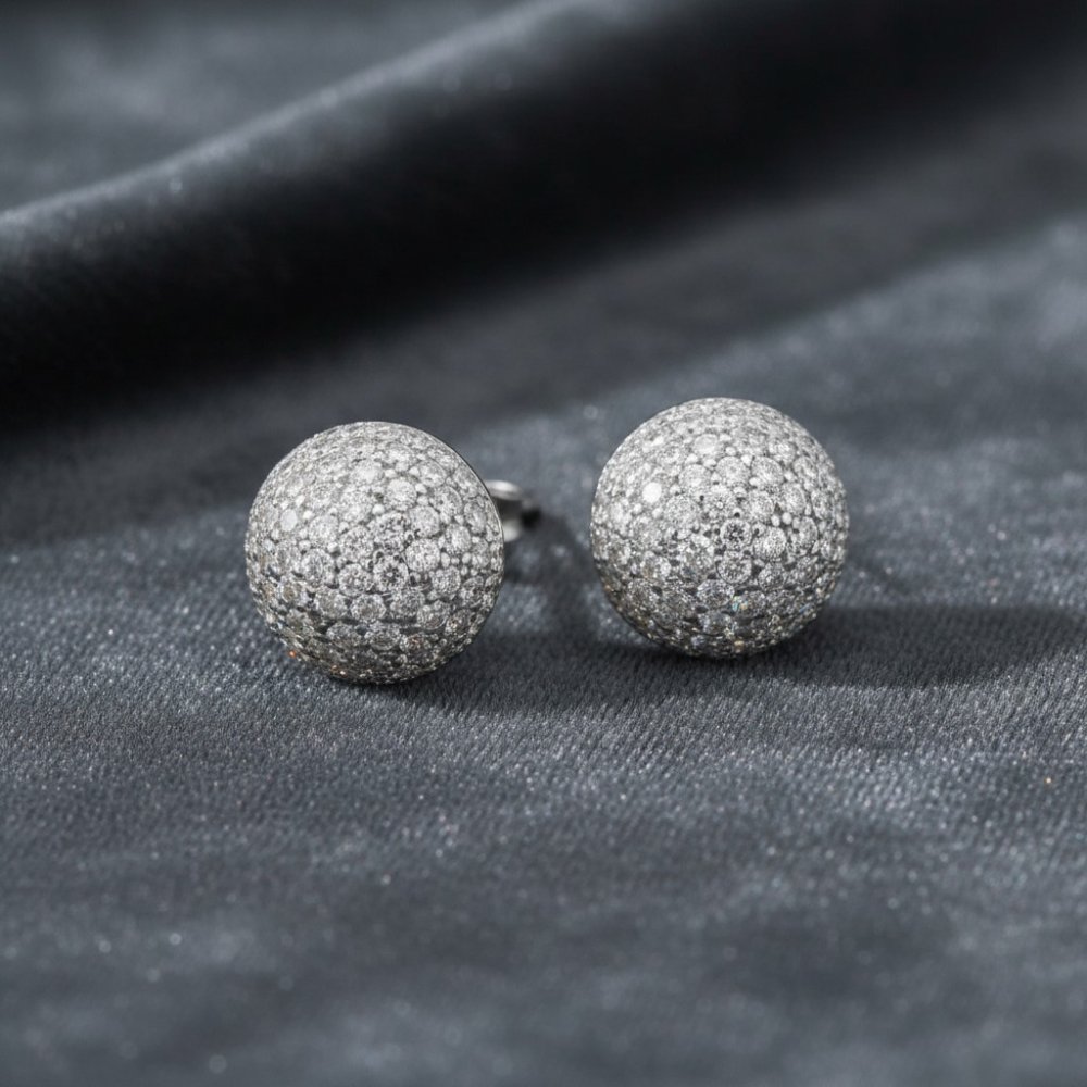 Silver Pavé Orb Studs