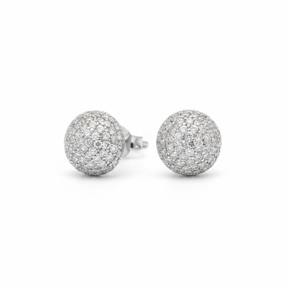 Silver Pavé Orb Studs