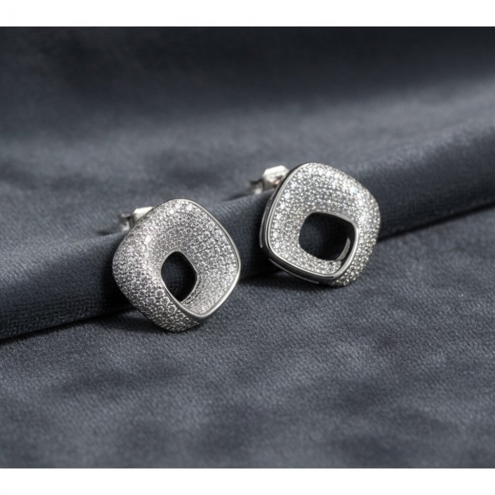 Geometric Pave Square Studs