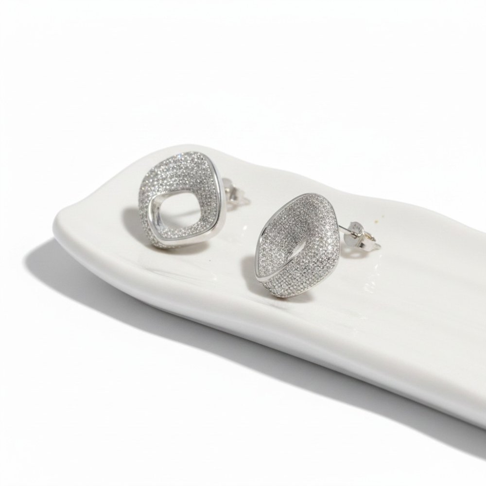 Geometric Pave Square Studs