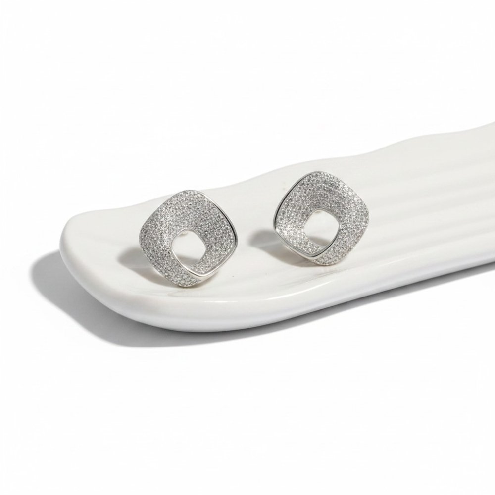 Geometric Pave Square Studs