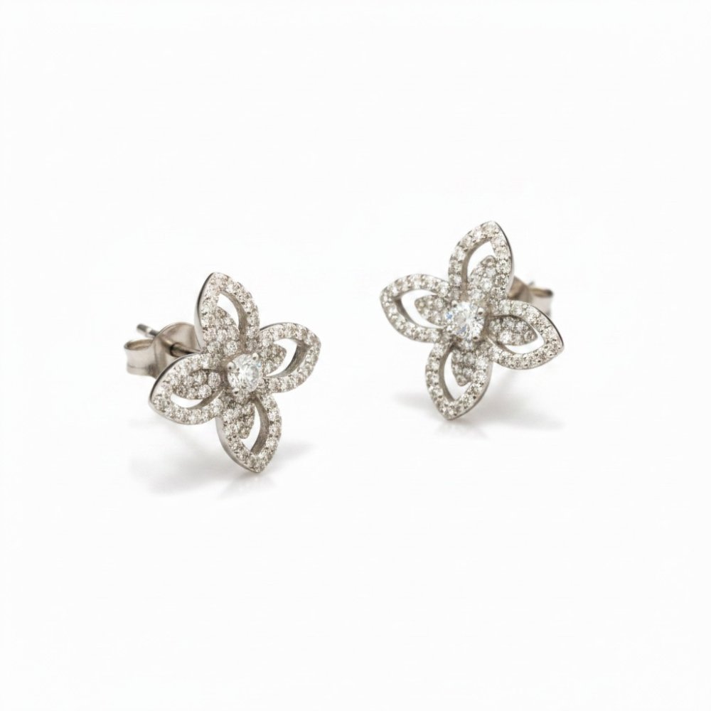 Silver Flora Bloom Studs
